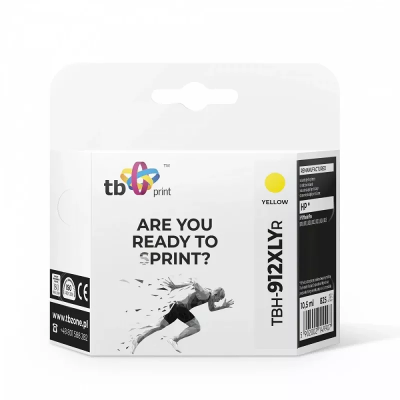 Tintenpatrone TB Kompat. S HP OfficeJet Pro 8025 912XL, Gelb Reman.