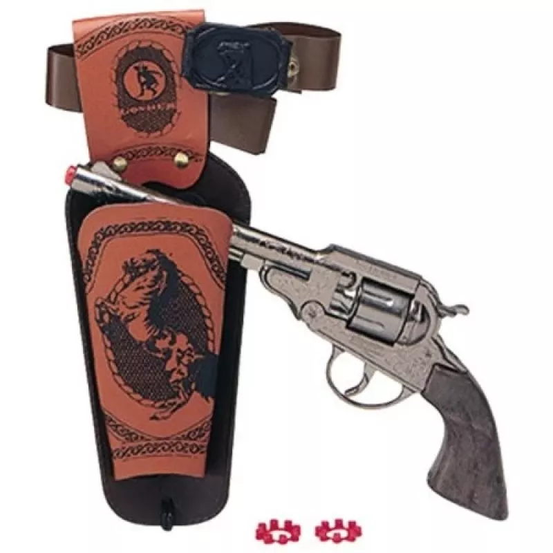 Spielzeug-Metall-Cowboy-Revolver Pulio 155150/0 mit abnehmbarem Holster, Single-Action-Replikat