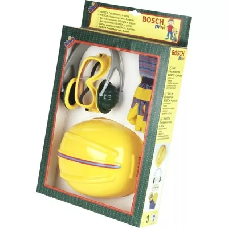 Theo Klein Bosch Zubehörset B 4-teilig mit Helm und Handschuhen für Kinder ab 3 Jahren