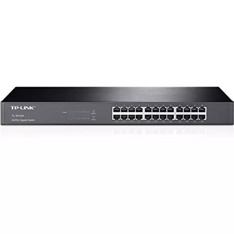 TP-Link 24-Port Gigabit Rackmount Netzwerk-Switch, Unmanaged, Gigabit Ethernet (10/100/1000), Vollduplex, Rackmontage, 1U
