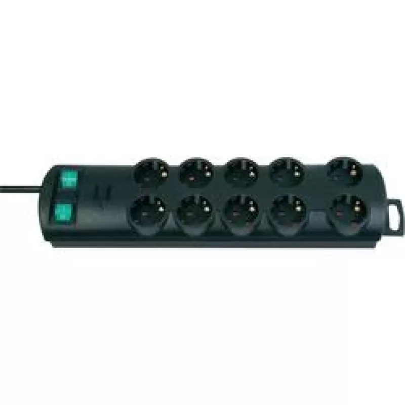 Brennenstuhl Primera-Line 10-fach schwarz 2m Steckdosenleiste 1153300120, schwarz, H05VV-F 3G1,5 Zuleitung 2,0 m