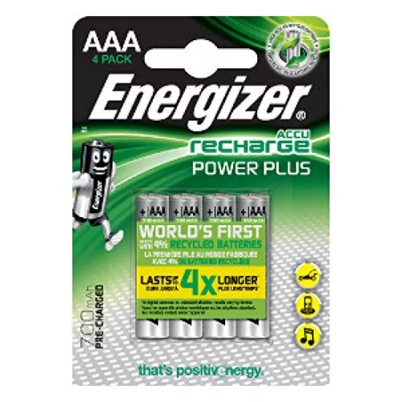 ENERGIZER BATTERY Accu Recharge Power Plus 700 mAh AAA HR3/4 Akku, 4 Stück