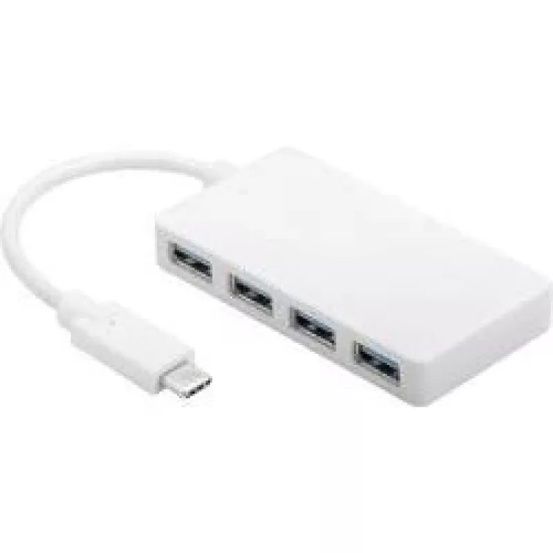 Wentronic Goobay USB-C™ 4x Multiport Adapter, Weiß - gleichzeitiger Anschluss von 4x USB 3.0 A-Buchse an USB-C™-Stecker (66274)