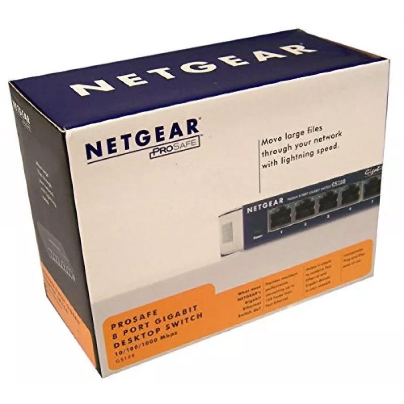 Unmanaged Switch NETGEAR GS108GE, 8 Ports, Gigabit Ethernet, 16 Gbit/s