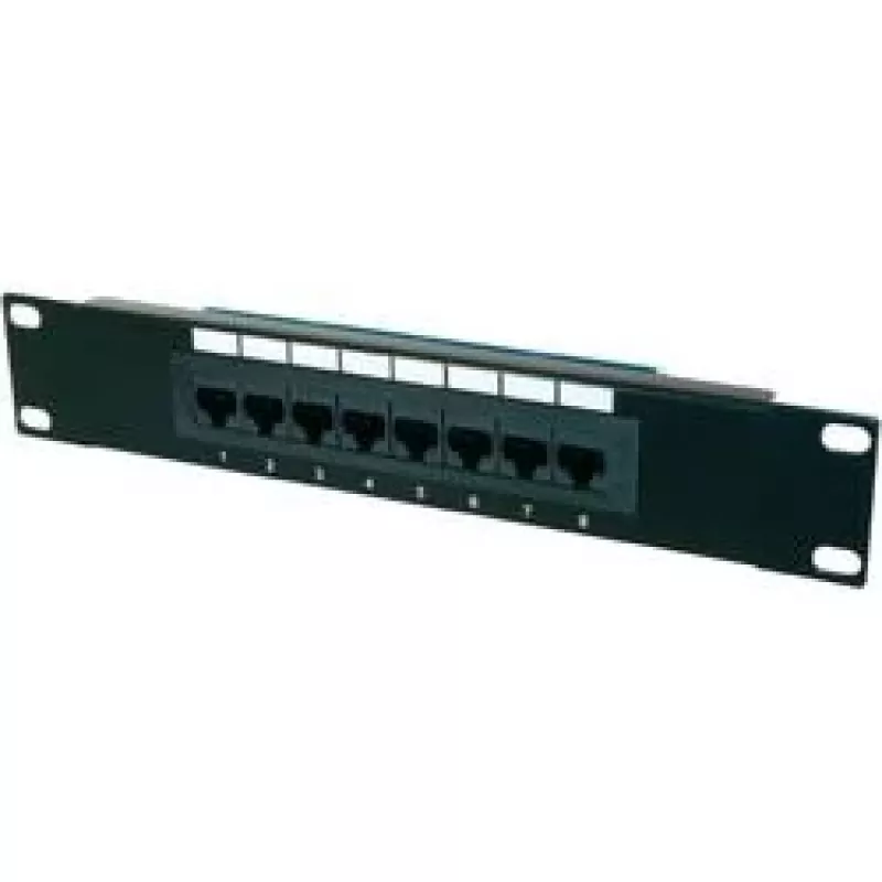 Patchpanel 10 8 Ports, Cat5e, U/UTP, 1U, schwarz (komplett)