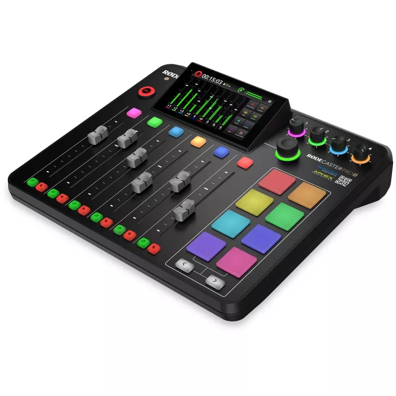 Studio-Controller RØDE Caster Pro II Schwarz — 4 XLR/TRS-Kombi, 4 Kopfhörerausgänge, 8 Pads, Touchscreen, Wi‑Fi, Bluetooth, USB‑C