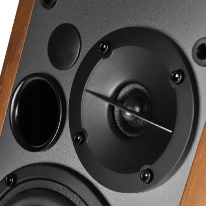 Edifier R1280T Active Bookshelf Speaker System with Remote Control and Dual RCA Inputs - Brown Wood