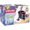 Wischmopp VILEDA EasyWring & Clean Turbo, roter Technopolymer-Eimer, abnehmbarer waschbarer Mikrofaserbezug, für Hartböden
