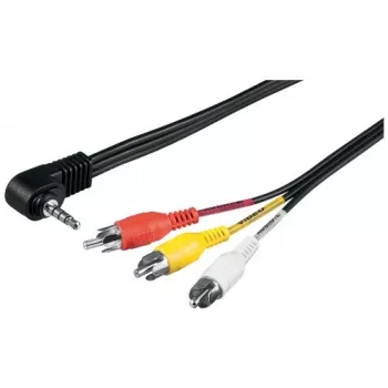 Wentronic Goobay 3,5-mm-Klinke/RCA-Adapterkabel, 1,5 m – 3,5-mm-Klinkenstecker (4-polig, Stereo) 90° > 3x RCA-Stecker (50209)