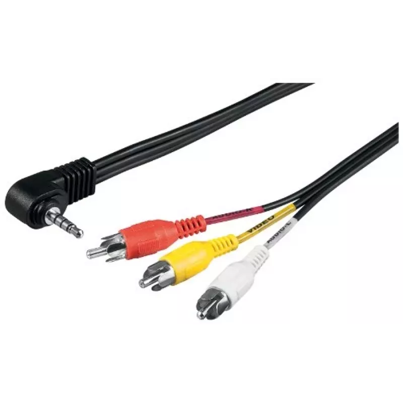 Wentronic Goobay 3,5-mm-Klinke/RCA-Adapterkabel, 1,5 m – 3,5-mm-Klinkenstecker (4-polig, Stereo) 90° > 3x RCA-Stecker (50209)