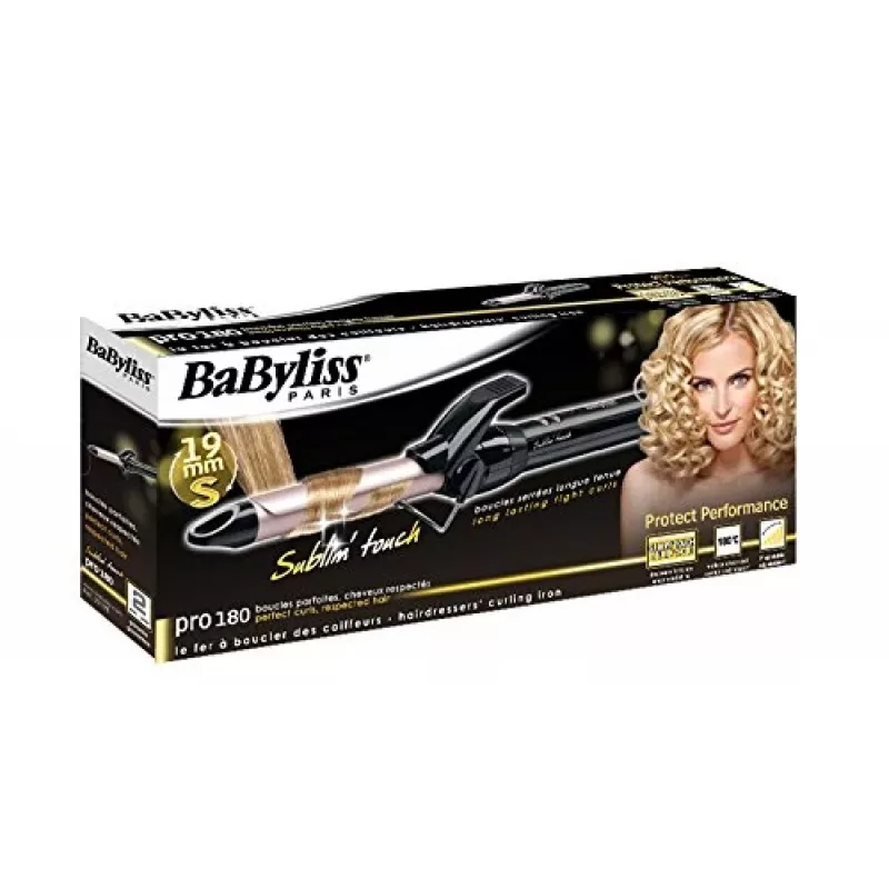 Lockenstab BABYLISS Pro 180 19mm – 19 mm Zylinder, 150–180 °C, 10 Heizstufen, Kabel mit Drehgelenk, pink/schwarz