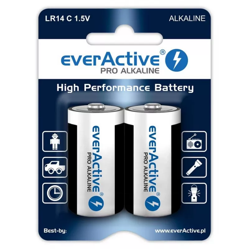 Alkaline Batterien everActive Pro LR14 C 1,5 V 8000 mAh — 2 Stück