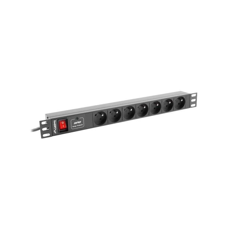 LANBERG PDU-07E-0200-IEC-BK PDU 1U 10A 7 Steckdosen Französisch 2m Schwarz