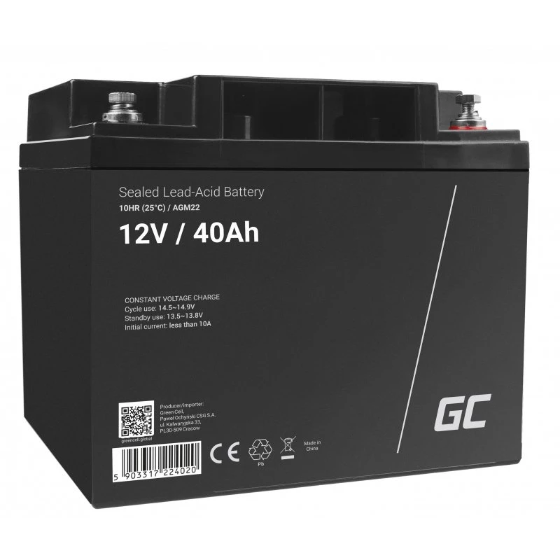 UPS-Batterie Grün Cell AGM22 — Blei-Säure, versiegelt, 12 V, 40 Ah (VRLA), 170 × 165 × 197 mm, 12,1 kg