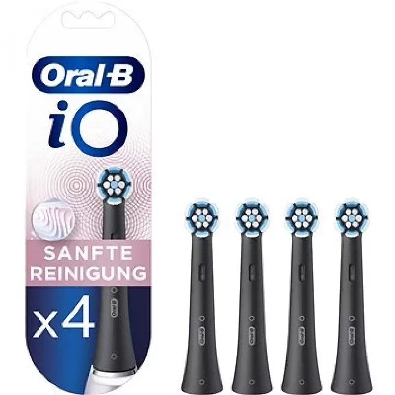 Aufsteckbürsten Oral-B iO Gentle Care — 4er-Pack, schwarze Ersatzbürsten