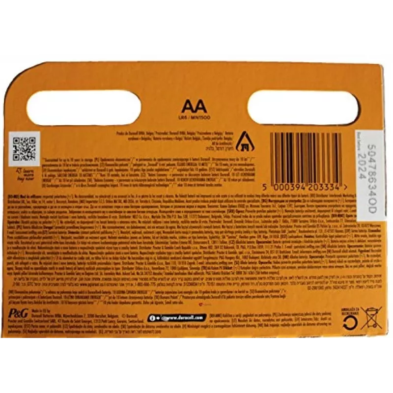 Duracell Haushaltsbatterie Einwegbatterie AA Alkaline