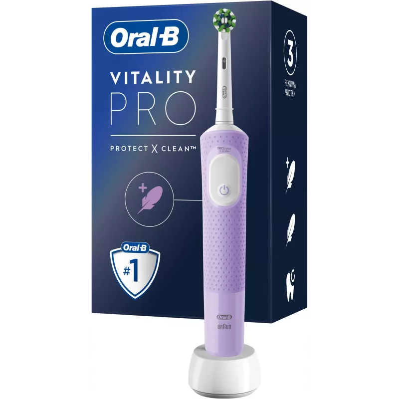 Oral-B | D103 Vitality Pro | Elektrische Zahnbürste | Wiederaufladbar | Für Erwachsene | ml | Anzahl der Bürstenköpfe | Lilac Mist | Anzahl der enthaltenen Bürstenköpfe 1 | Anzahl der Zahnputzmodi