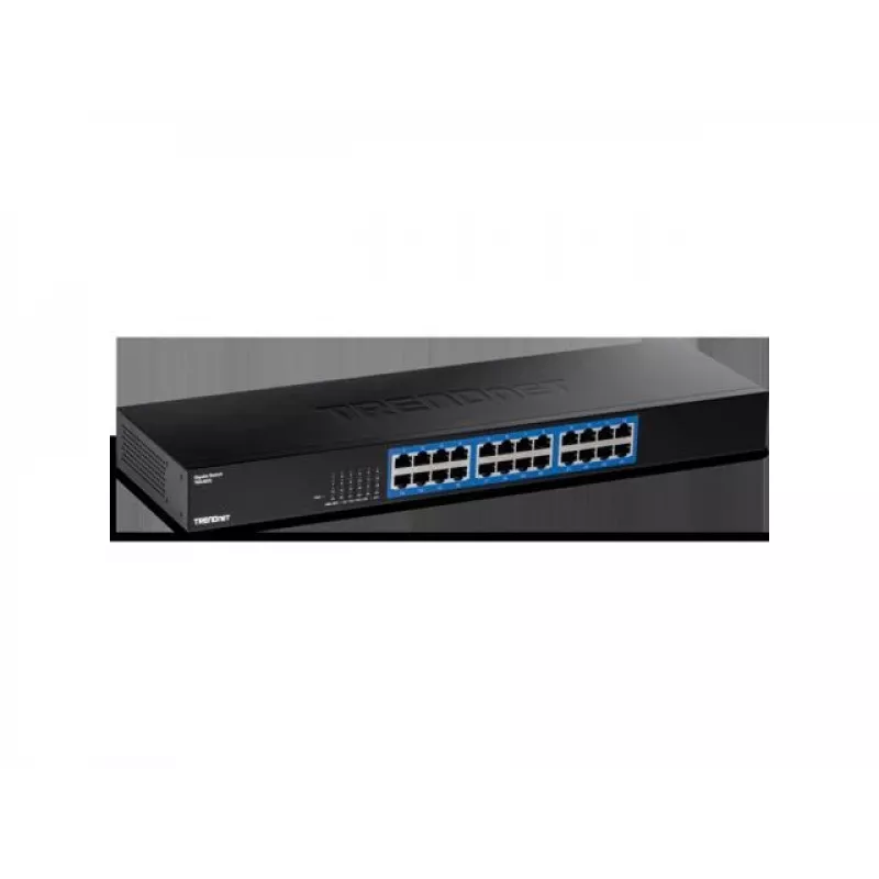 TRENDnet 24-Port Gigabit Switch, TEG-S25, 24 x Gigabit RJ-45 Ports, 48 Gbit/s Switching-Kapazität, Lüfterloses Design, Metallgehäuse, internes Netzteil