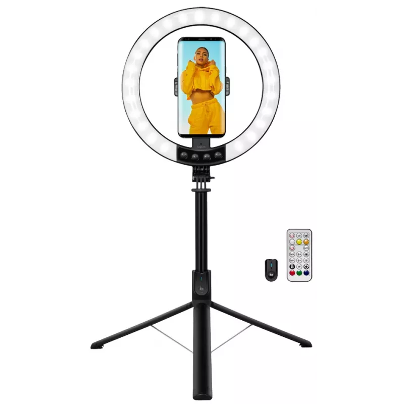 LogiLink Smartphone-Ringleuchte mit Selfie-Stick-Stativ, DM 20cm (AA0156)