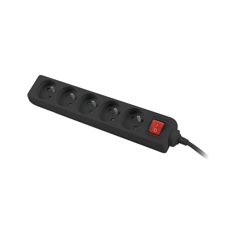 Lanberg Cable Power Strip, 5X French Outlets with Switch, Quality-Grade Copper, 1.5 m | PS1-05E-0150-BK