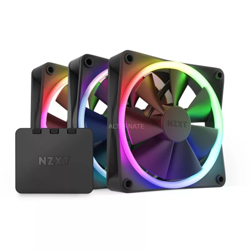 NZXT F120 RGB 120mm ARGB Gehäuselüfter Dreierpack - Schwarz