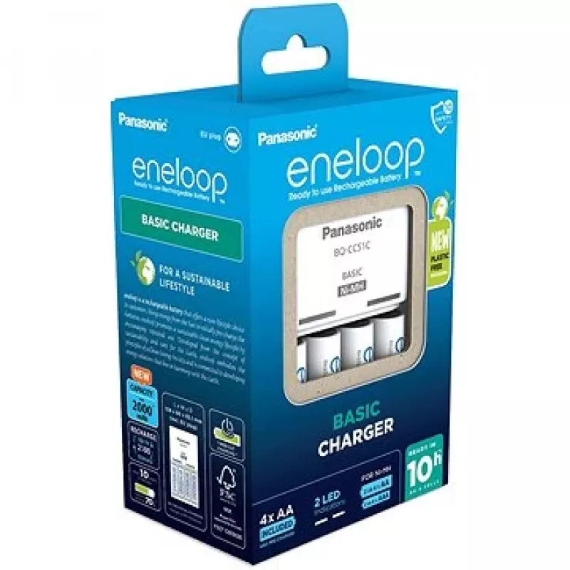 Batterieladegerät PANASONIC Eneloop Basic BQ-CC51 + 4x AA 2000 mAh (K-KJ51MCD40E)