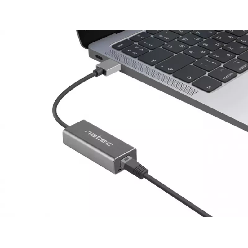 USB-Hub NATEC Cricket USB 3.2 Gen 1 Typ-A mit RJ-45 Ethernet 1000 Mbit/s, Aluminiumgehäuse, schwarz