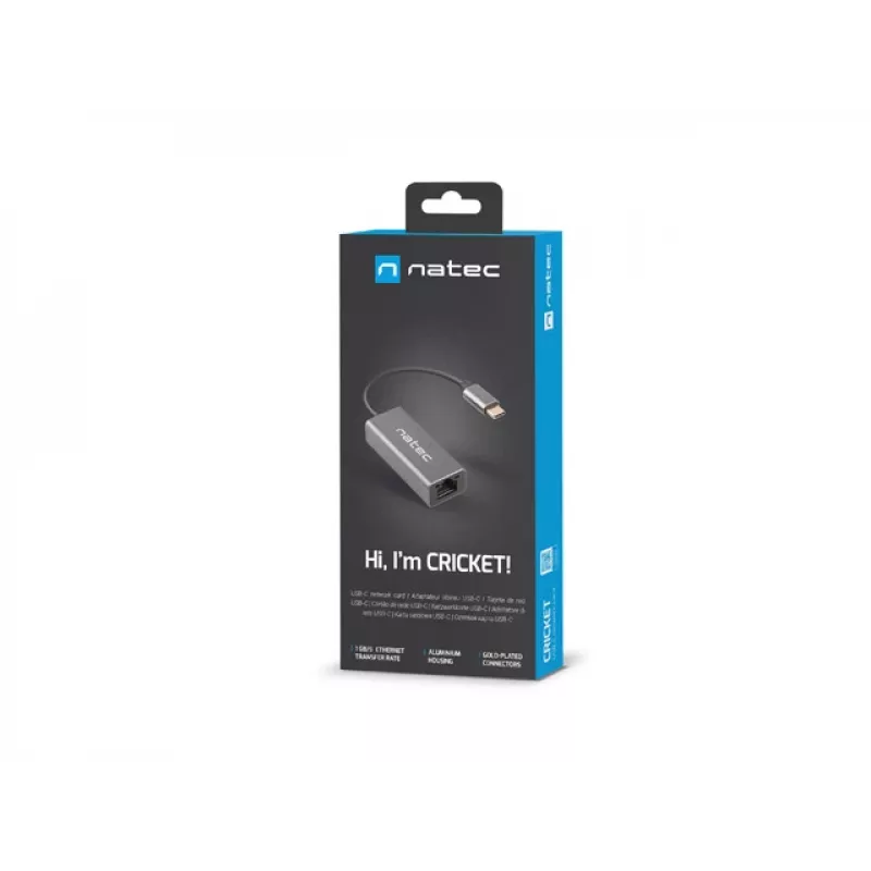 NATEC Cricket USB 3.2 Gen 1 Type-C Grau Ethernet Hub 1000 Mbit/s