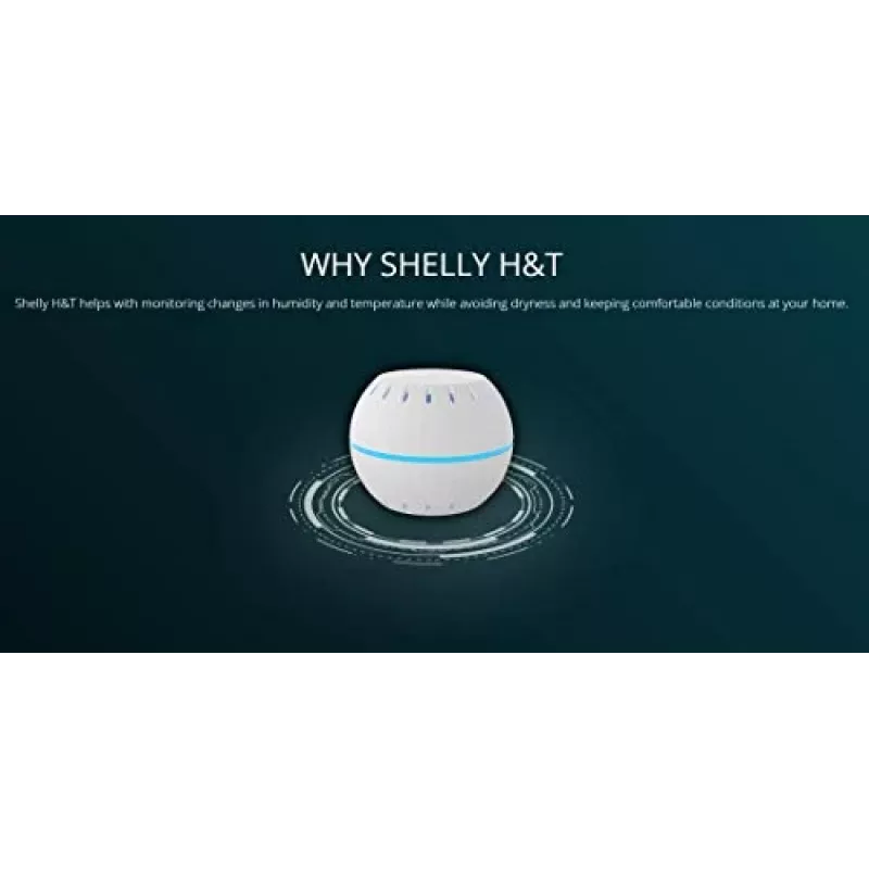 Shelly H&T, Feuchtigkeits- und Temperatursensor kabellos, kompakt, WiFi, Hygrometer, Heimautomation, iOS Android App – Schwarz