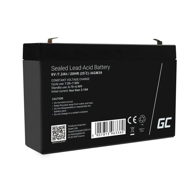 Grün Cell AGM39 Industrie-Akku 7200 mAh 6 V