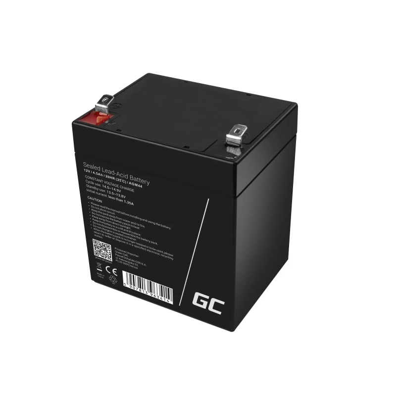 UPS-Batterie Grün Cell AGM44 — 12 V 4,5 Ah Blei-Vlies (VRLA), 101×70×90 mm, 1,35 kg, schwarz