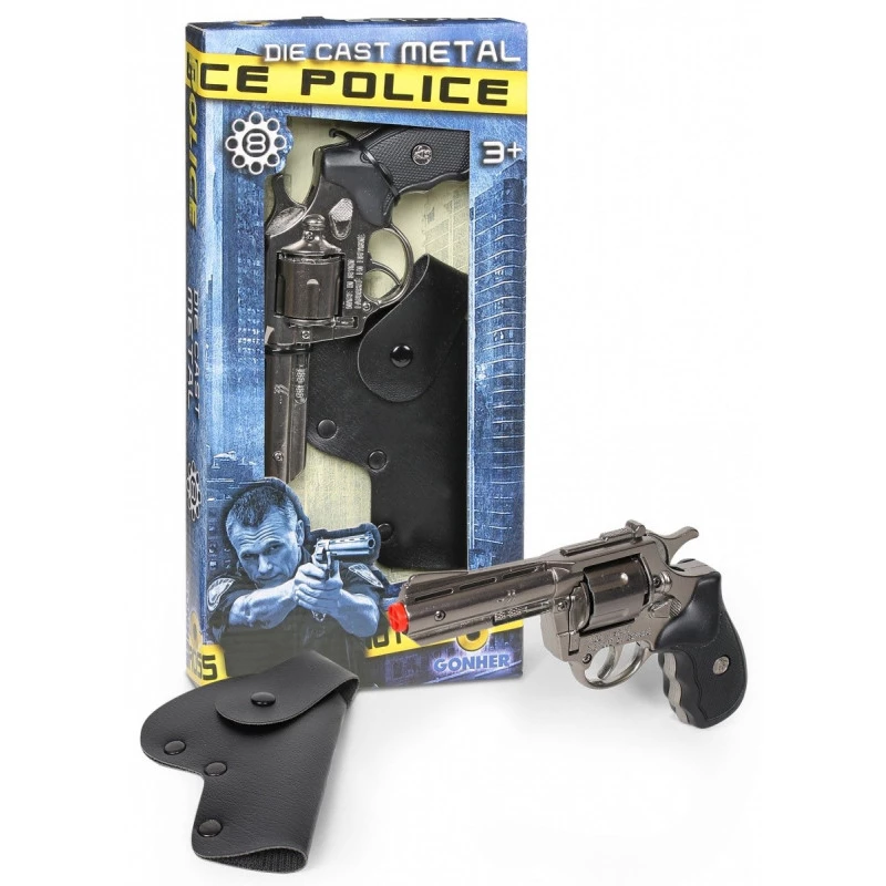 Metallspielzeugrevolver Pulio 155433/0 mit Holster – Metallkonstruktion, inklusive Holster
