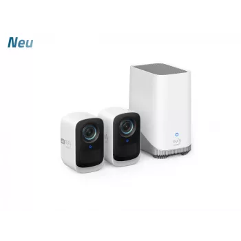 Eufy Security S300 EufyCam 3C 2-Kamera-Set Überwachungskamera Außen kabellos, 4K-Kamera, erweiterbarer lokaler Speicher bis zu 16 TB, Gesichtserkennungs-KI
