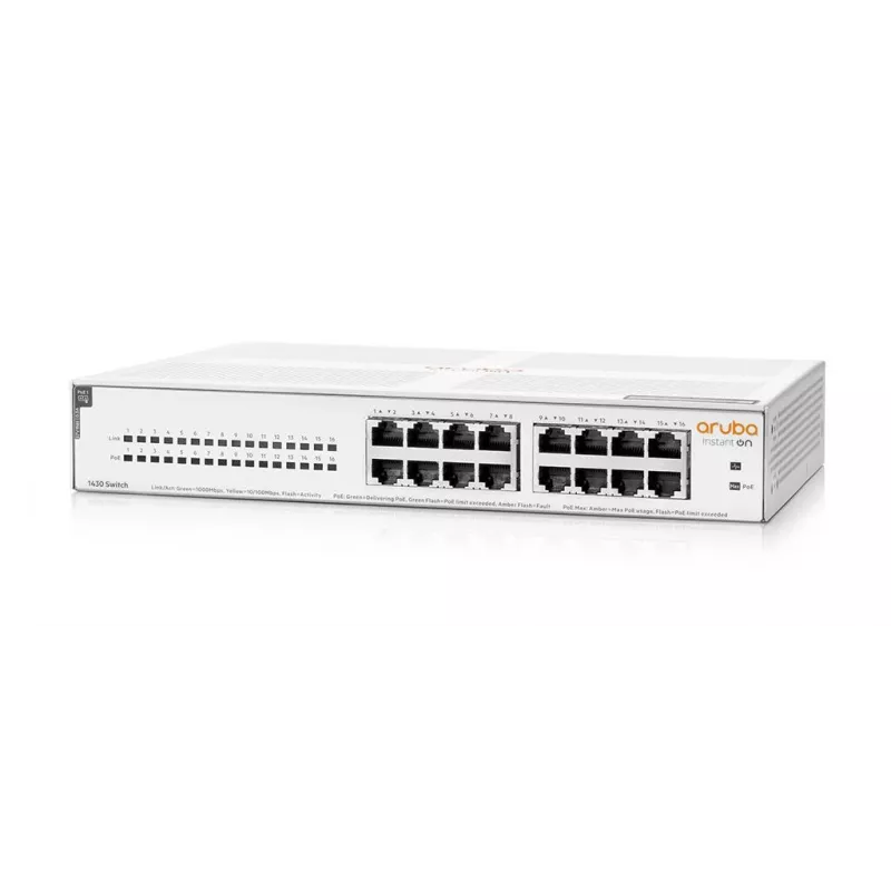 HPE Aruba Networking Aruba Instant On 1430 16G Class4 PoE 124W Unmanaged L2 Gigabit Ethernet (10/100/1000) Power over Ethernet (PoE) 1U Weiß