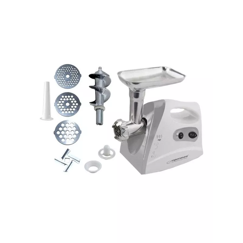Elektrischer Fleischwolf ESPERANZA EKM012E 600 W, Grau, 2,6 kg, Rückwärtslauf, Wursthorn, Kebbe-Hersteller