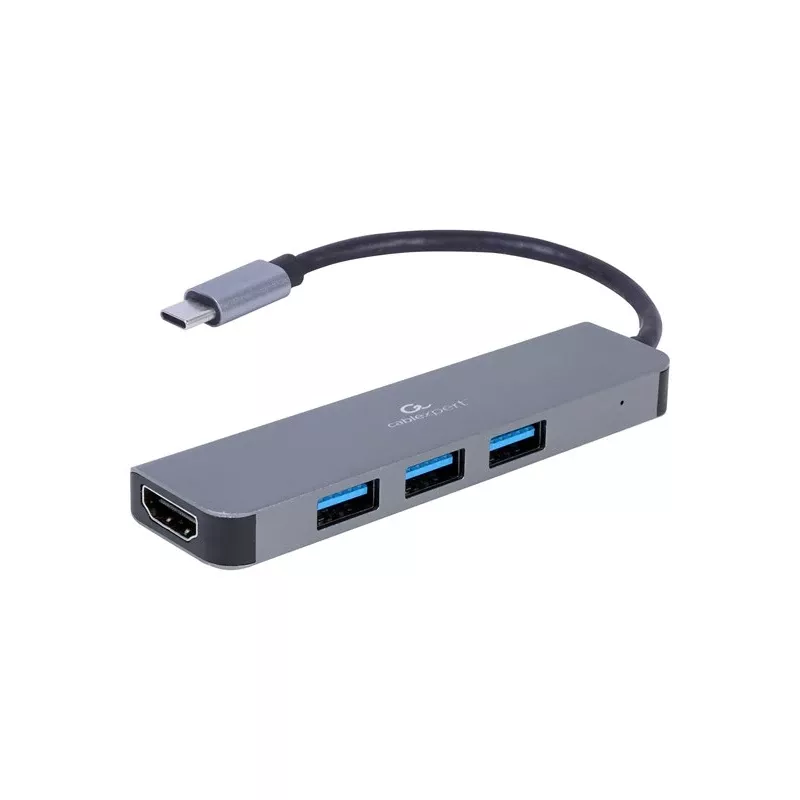 USB-C Laptop-Dock GEMBIRD A-CM-COMBO2-01 — USB 3.2 Gen 1 Type-C, 3× USB-A, 1× HDMI, grau