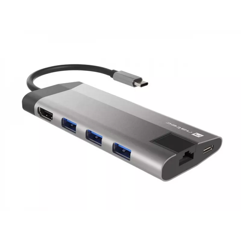 NATEC Fowler Plus USB Type-C Schwarz Grau MicroSD SD Hub