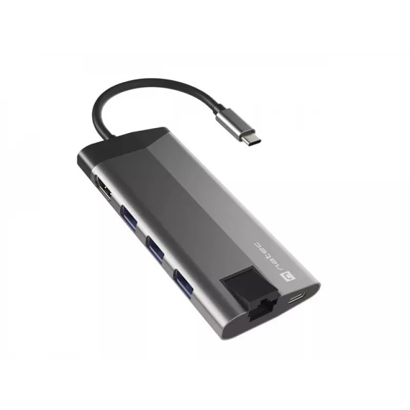 NATEC Fowler Plus USB Type-C Schwarz Grau MicroSD SD Hub