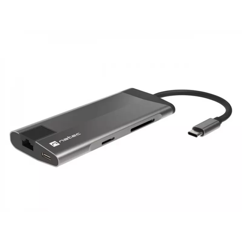NATEC Fowler Plus USB Type-C Schwarz Grau MicroSD SD Hub