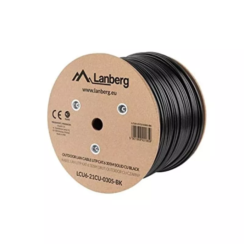 Lanberg LCU6-21CU-0305-BK Netzwerkkabel Schwarz 305 m Cat6 U/UTP (UTP) Außenbereich