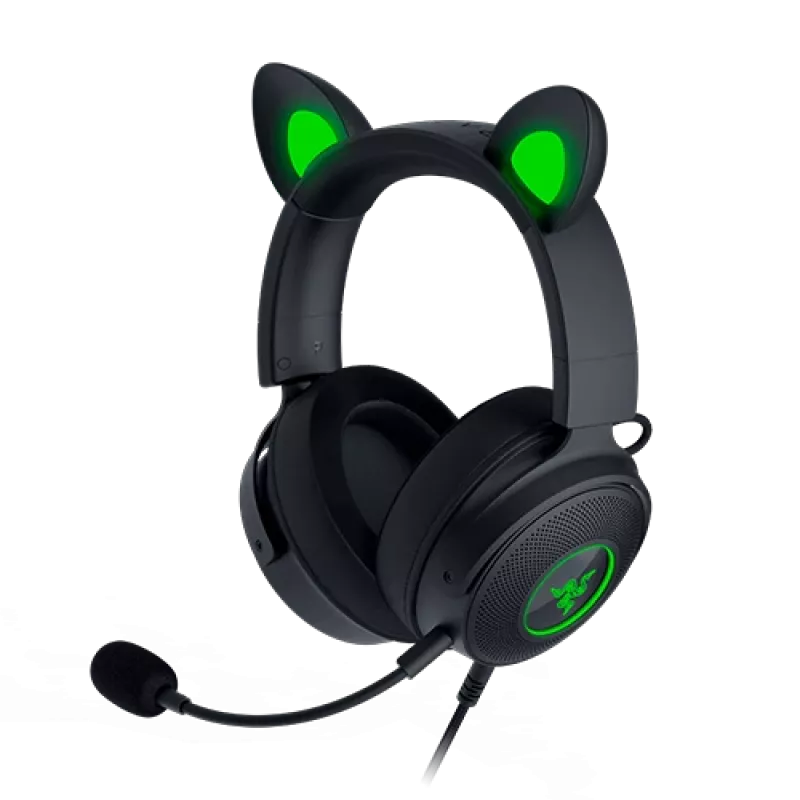 Razer Kraken V2 Pro Kitty Edition – Kabelgebundenes Over-Ear-Gaming-Headset, Schwarz