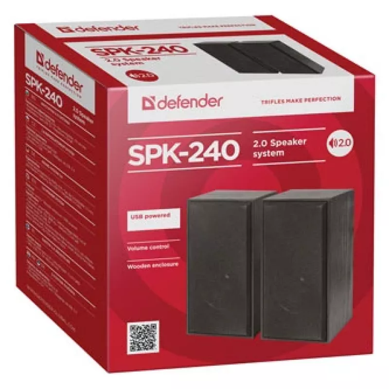 DEFENDER SPK-240 kabelgebundene Desktop-Lautsprecher, 2.0, 6 W RMS, USB-Stromversorgung, 3,5 mm, schwarz