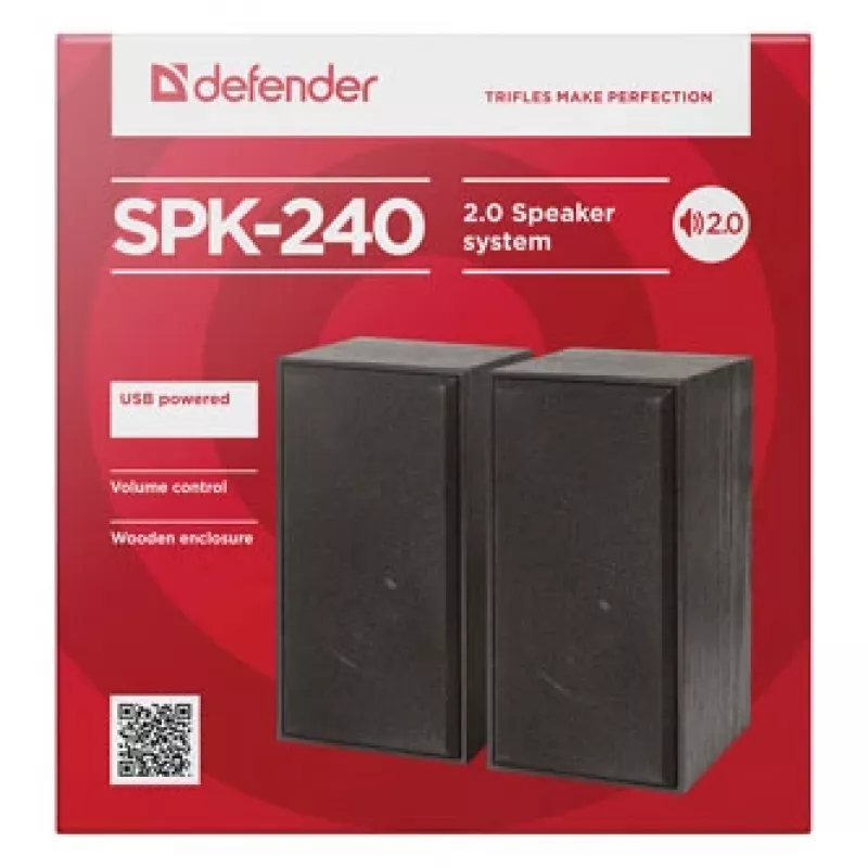 DEFENDER SPK-240 kabelgebundene Desktop-Lautsprecher, 2.0, 6 W RMS, USB-Stromversorgung, 3,5 mm, schwarz