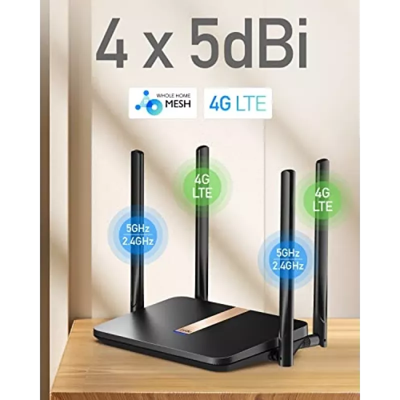 Cudy LT500D Wireless Router Fast Ethernet Dual-Band (2,4 GHz / 5 GHz) 4G Schwarz