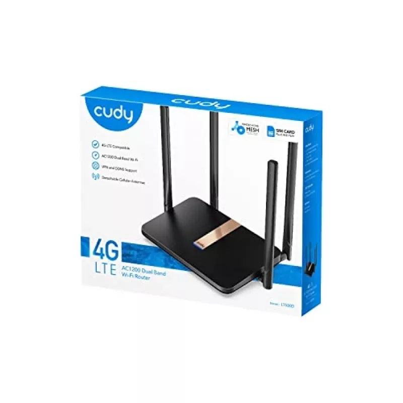 Cudy LT500D Wireless Router Fast Ethernet Dual-Band (2,4 GHz / 5 GHz) 4G Schwarz