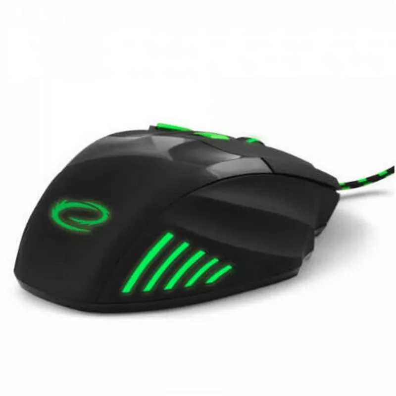 Kabelgebundene Gaming-Maus ESPERANZA EGM201G — rechtshändig, optisch 2400 DPI, 7 Tasten, USB Typ-A, 1,5 m Kabel, schwarz/grün