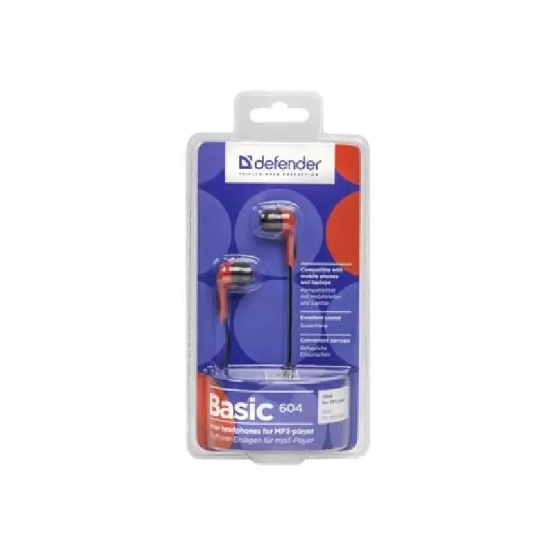 Headphones Defender BASIC 604 Schwarz-Rot
