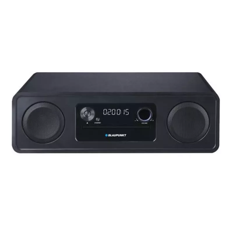 Micro-HiFi-System BLAUPUNKT MS20BK — CD/MP3/WMA, Bluetooth 5.0, UKW, USB, MicroSD, 2×20W RMS, AUX, RCA, LED-Anzeige, 100–240V, schwarz