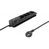 Qoltec 50105 Steckdosenleiste mit Überspannungsschutz, 4-fach, Schwarz