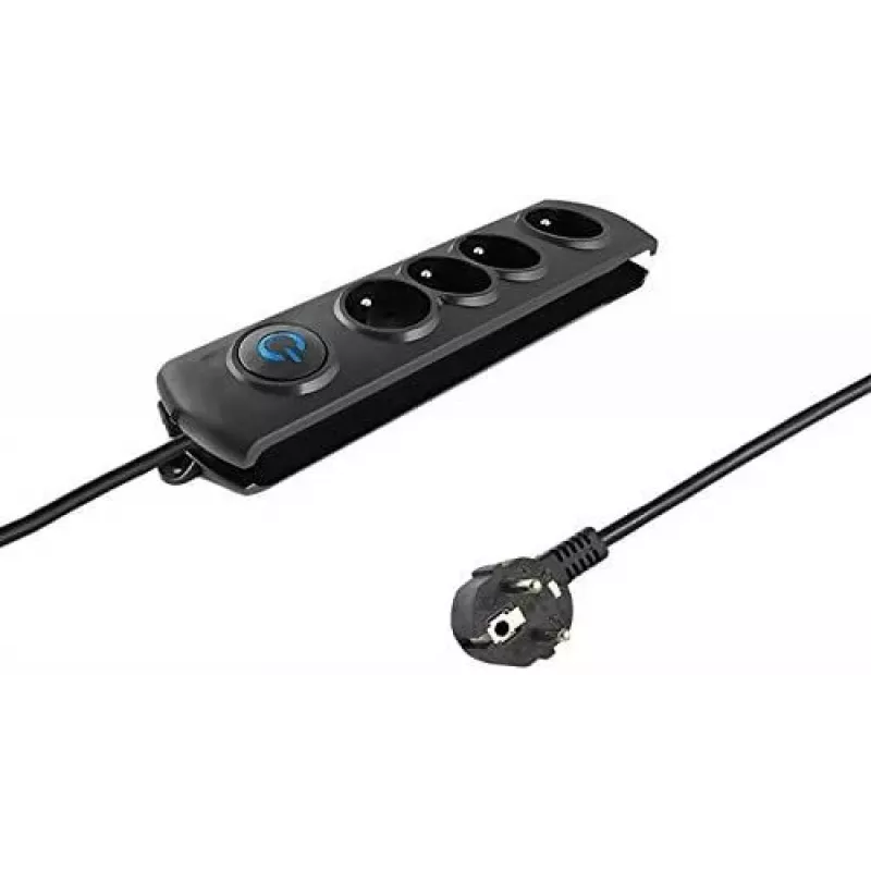 Qoltec 50105 Steckdosenleiste mit Überspannungsschutz, 4-fach, Schwarz